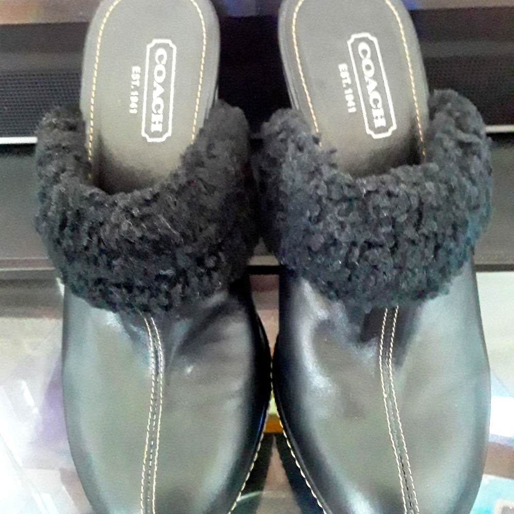 Coach Kacie  Black Leather Mules